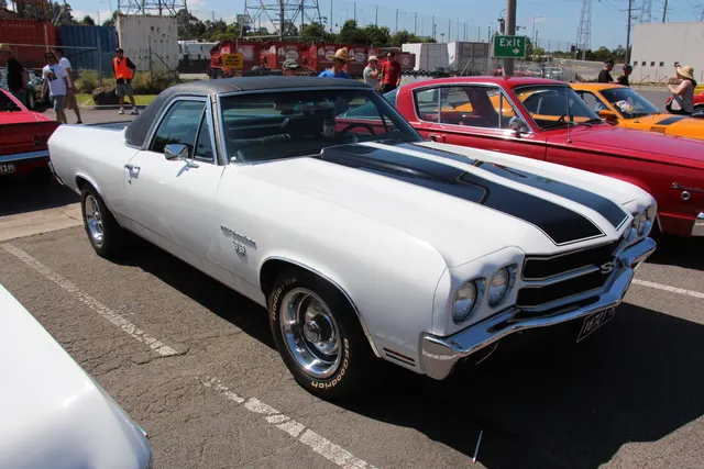 1970 Chevrolet El Camino SS396 side profile; useful for roofline, bed, side trim, and stance context.