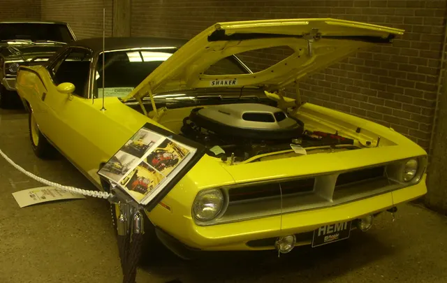 1970 Plymouth Barracuda Hemi photographed at Auto Classique; representative exterior and stance context.
