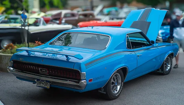 Competition Blue 1970 Mercury Cougar Eliminator; exact-year package context