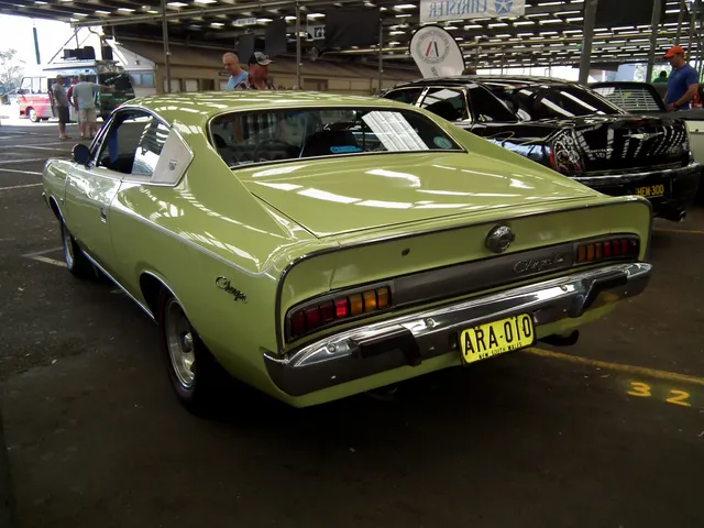 Exact-year Charger 770 rear view documenting the Kamm-style tail, segmented lamps, fuel cap, script, bumper, roofline, and wheel treatment.