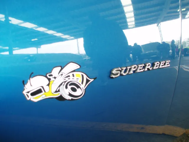 1971 Charger Super Bee fender emblem detail; trim context rather than drivetrain proof