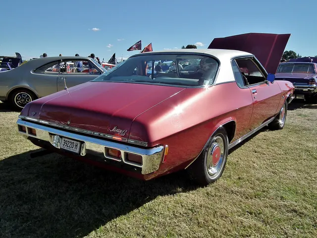 Opposite exact-year LS rear view retained for roof, rear glass, deck, lamps, bumper, side trim, wheel covers, and open-hood body context.