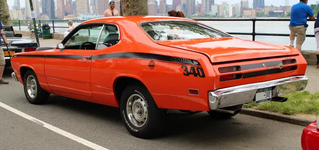 1971 Plymouth Duster 340 rear-quarter image; exact model-year and trim context.