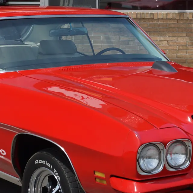 1971 GTO wheel and stance detail crop; wheel and tire details remain car-specific.
