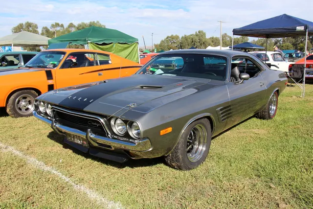 Light Gunmetal 1972 Challenger Rallye 340 with later wheels disclosed
