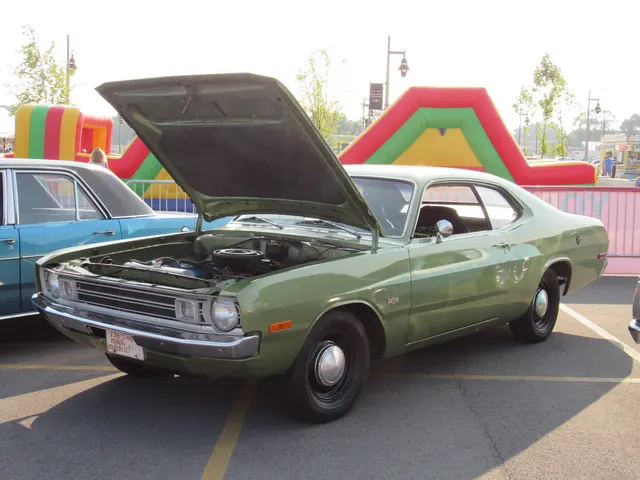 1972 Dodge Demon front three-quarter and engine-bay context; the image establishes model-year body details, not 340 identity