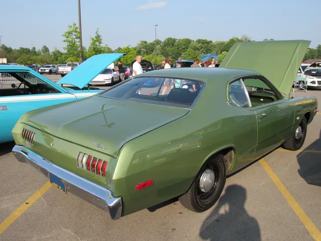 1972 Dodge Demon rear three-quarter view showing the fastback roofline, rear panel, and side-marker placement