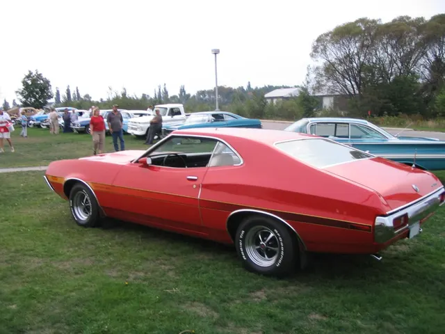Red 1972 Ford Gran Torino Sport SportsRoof rear view; exact-year body and trim context