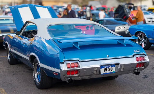 1972 Oldsmobile 4-4-2 identified as a W-30 by its Commons source; visible wheels and spoiler are not factory-identity proof