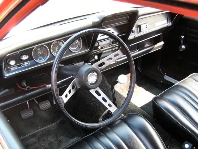 Hornet dashboard, sport steering wheel, floor shifter, gauges, and radio