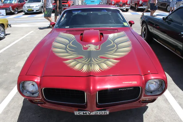 1973 Pontiac Firebird Trans Am rear-quarter display image; restoration/context view.