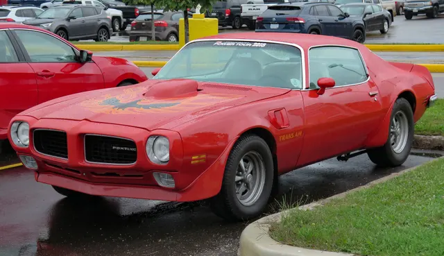 1973 Pontiac Firebird Trans Am in Buccaneer Red; color and exterior context.
