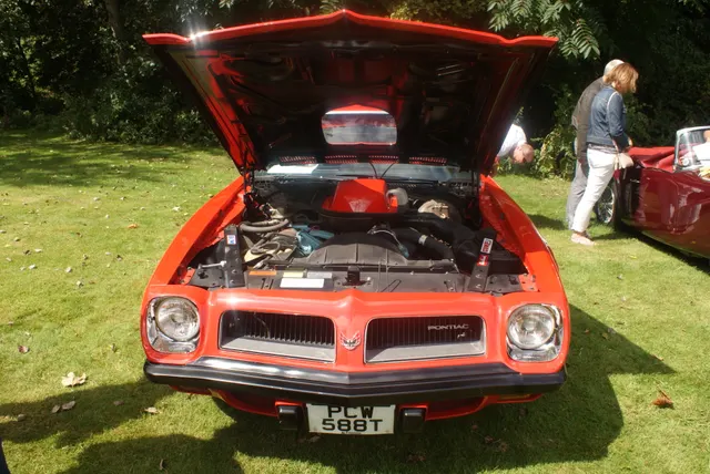 1974 Pontiac Trans Am at a classic car show; restoration/history context.
