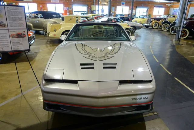 A photographed 1985 Firebird Trans Am showing the front body, nose, hood, graphics, glass, lamps, and factory-style wheel context; finish, equipment, condition, and individual-car originality remain specific to this car.