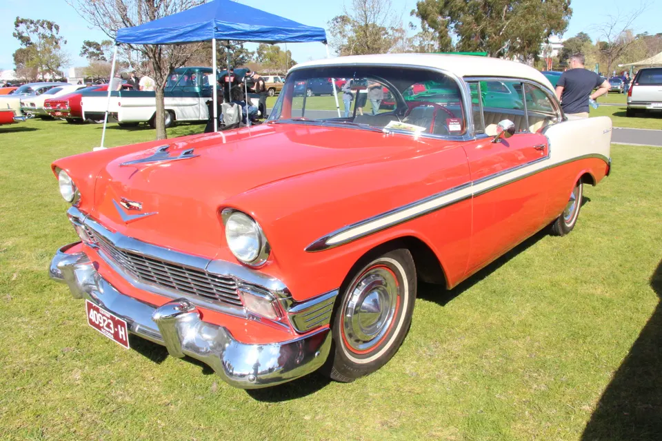 Bel Air series nameplates, three-spoke wheel, gold steering-wheel emblem, and 2400-series bright instrument-panel insert profile photo