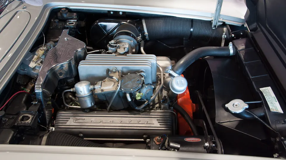 1959 Corvette 283 V8 engine assembly profile photo