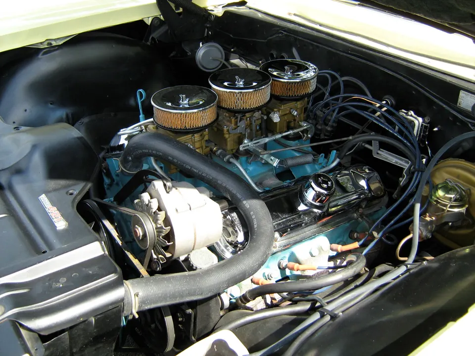 1965 Pontiac 421 engine assembly profile photo