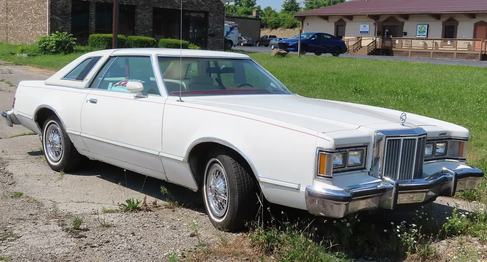 Formal two-door roof with louvered opera windows and fully padded Landau vinyl covering profile photo
